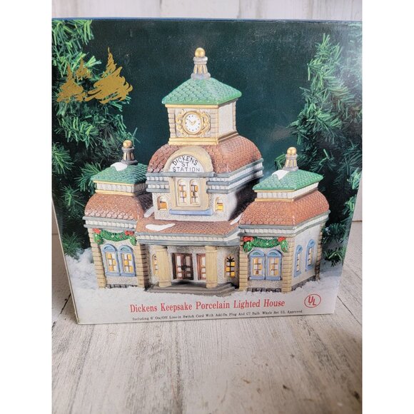 Dickens train station Keepsake porcelain lighted house Village accessory Xmas vi - Picture 9 of 9